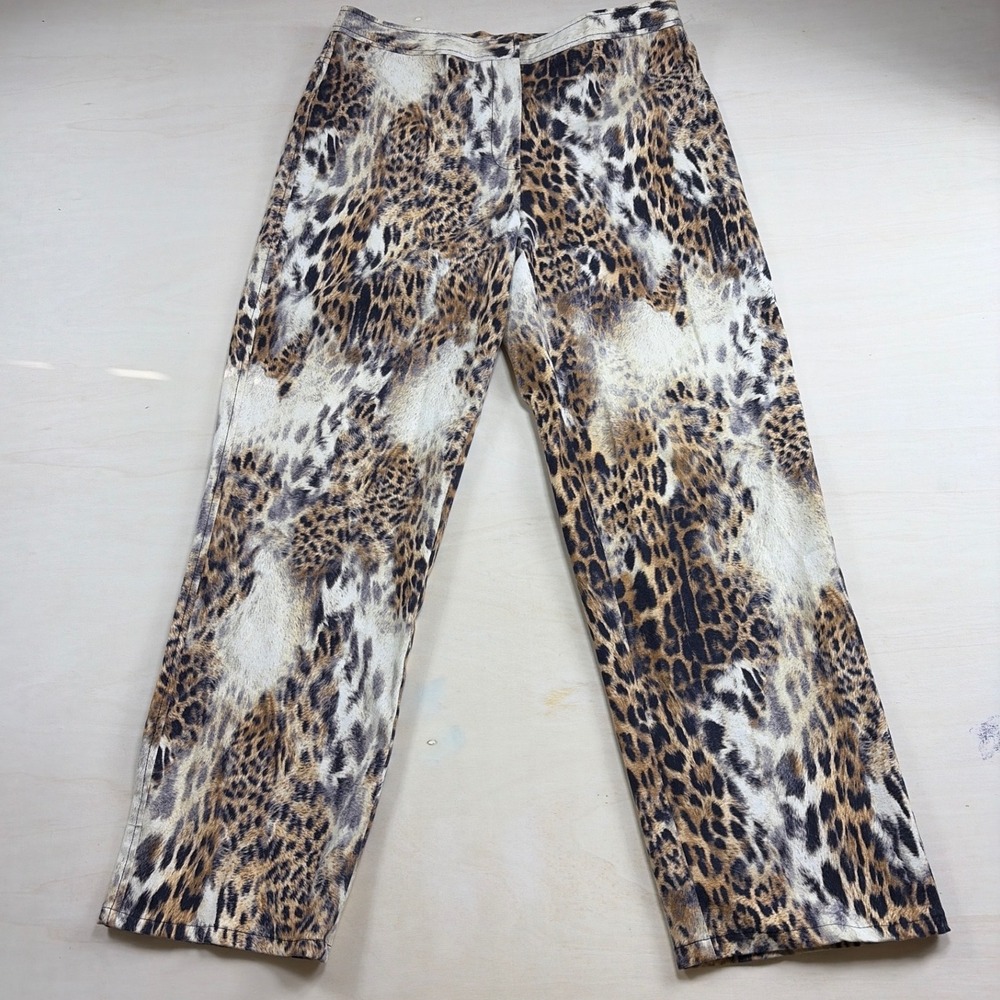 Betu‎ Sport Leopard Print Lace Up Back Pants Womens 10 Straight Leg Animal Print